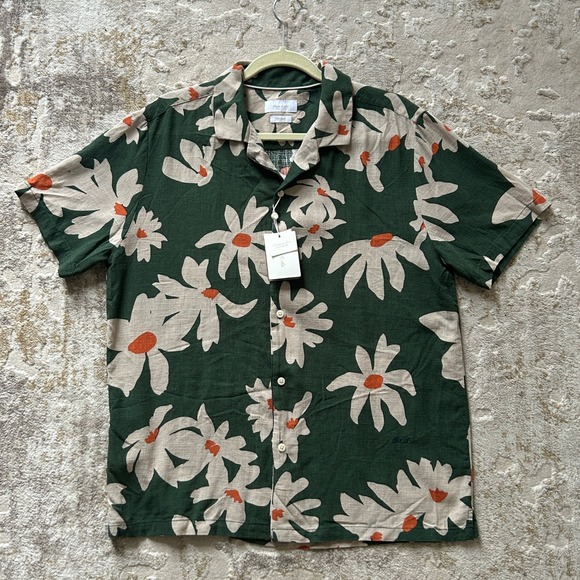 Porter & Ash Other - Porter & Ash Men's Green Floral Print Linen Blend Short Sleeve Shirt NWT - L